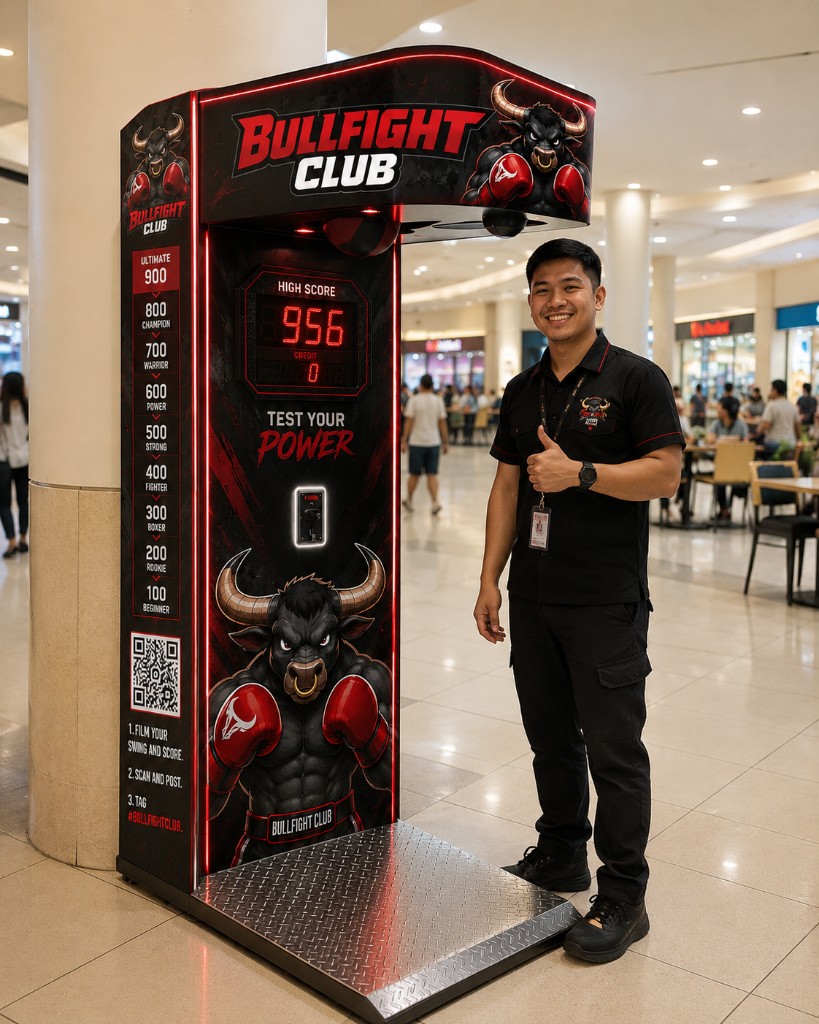 Bullfight Club machine installed at a venue with on-site staff